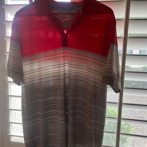 Antigua Men's Red and Gray Polo Shirt